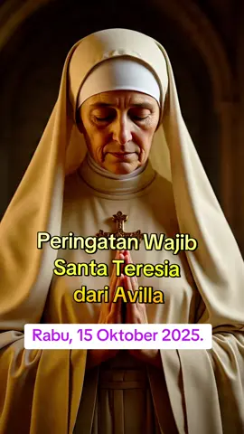 Injil Katolik Hari Ini.  Rabu 15 Oktober 2025.  Lukas 11 : 42 - 46.  Peringatan Wajib Santa Teresia dari Avilla.  Hari Rabu XXVIII. Bait Pengantar Injil Yoh. 10:27 Domba-domba-Ku mendengar suara-Ku, sabda Tuhan;Aku mengenal mereka, dan mereka mengenal Aku. #rohanikatolik #renunganharian #terpujilahkristus 