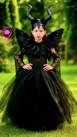 Disney Halloween Costume Maleficent Tutu Dress For Girls Cosplay Evil Queen Black Mesh Princess Dress Kids Crow Wand Maleficent #costume #cosplay #kids #children #OOTD 