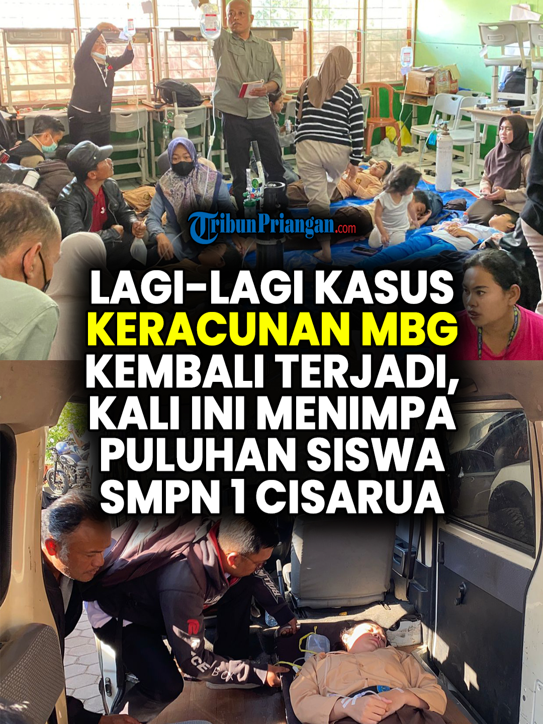 Keracunan MBG Terjadi di SMPN 1 Cisarua, Orang Tua Siswa Geram Ingin Program Dihentikan Selamanya TRIBUNPRIANGAN.COM - Lagi-lagi kasus keracunan Makan Bergizi Gratis atau MBG kembali terjadi, kali ini, puluhan siswa SMP Negeri 1 Cisarua di Kabupaten Bandung Barat mengalami keracunan menu MBG pada Selasa (15/10/2025). Salah satu guru SMP Negeri 1 Cisarua, Fahmi Nurdiansyah membenarkan hal tersebut. Diketahui, ada 1.300 paket MBG yang dibagikan kepada siswa SMP Negeri 1 Cisarua hari ini. Menu MBG yang disuguhkan berupa satu porsi nasi, sepotong daging ayam, sayur, dah sepotong buah melon. Menurut Fahmi, siswa yang memiliki gejala dari awal segera diberi penetralisir berupa air kelapa sehingga tidak terlalu fatal. Para siswa menerima dan mulai mengonsumsi MBG sekira pukul 09.30 WIB. Usai menyantap, siswa-siswa tersebut mengalami mual hingga pusing. Penanganan dilakukan di beberapa kelas dan aula untuk anak-anak yang mengalami gejala keracunan. Fahmi menambahkan, selain ruangan sekolah, sejumlah siswa-siswi yang mengalami keracunan MBG juga telah dibawa ke fasilitas kesehatan terdekat. (*) Jurnalis: Rahmat Kurniawan Prod. Video: Aldi M Perdana Ikuti juga informasi melalui akun media sosial dan website kami: Website: https://priangan.tribunnews.com/  Instagram: https://www.instagram.com/tribunpriangan Facebook: https://www.facebook.com/TribunPriangan Tiktok: https://www.tiktok.com/@tribunpriangan.com #KeracunanMassal #MakanBergiziGratis #MBG #BandungBarat #SMPN1Cisarua #BeritaBandung #KeracunanMakanan #Cisarua