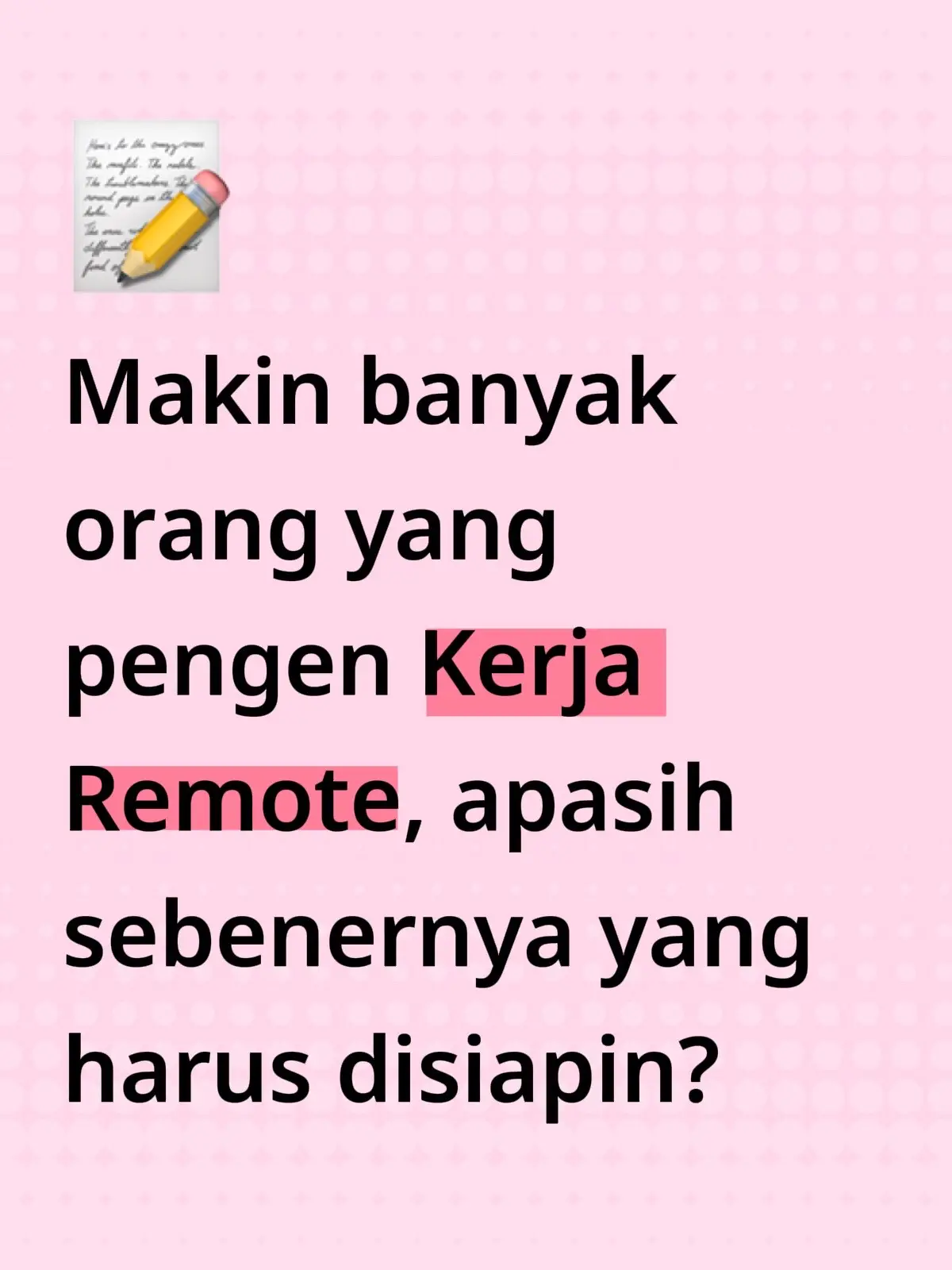 Di era digital ini makin banyak orang yang lebih tertarik buat kerja remote, apalagi gen Z👩🏽‍💻 Tapi sebelum mulai apa aja sih yang harus disiapin? Kalo mau step-by-stepnya sini komen “panduan”💌 #kerjaremote #kerjaremotepemula #remotework #remoteworktips #freelancetipsforbeginners 