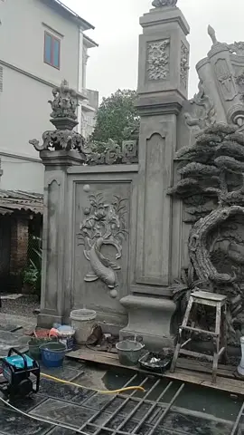 tác phẩm tùng hạc diên niên đắp xi măng đã được hoàn thiện #xuhuongtiktok #tranhdapximang #nghethuat #tranhdapnoi3d #