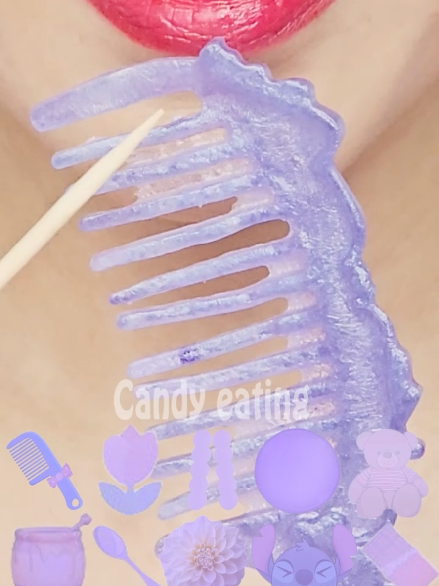 ASMR PURPLE EMOJI FOOD kohakuto sprinkle honey jelly mukbang eating sounds #candy #asmr #eatingsounds #mukbang #입술계 