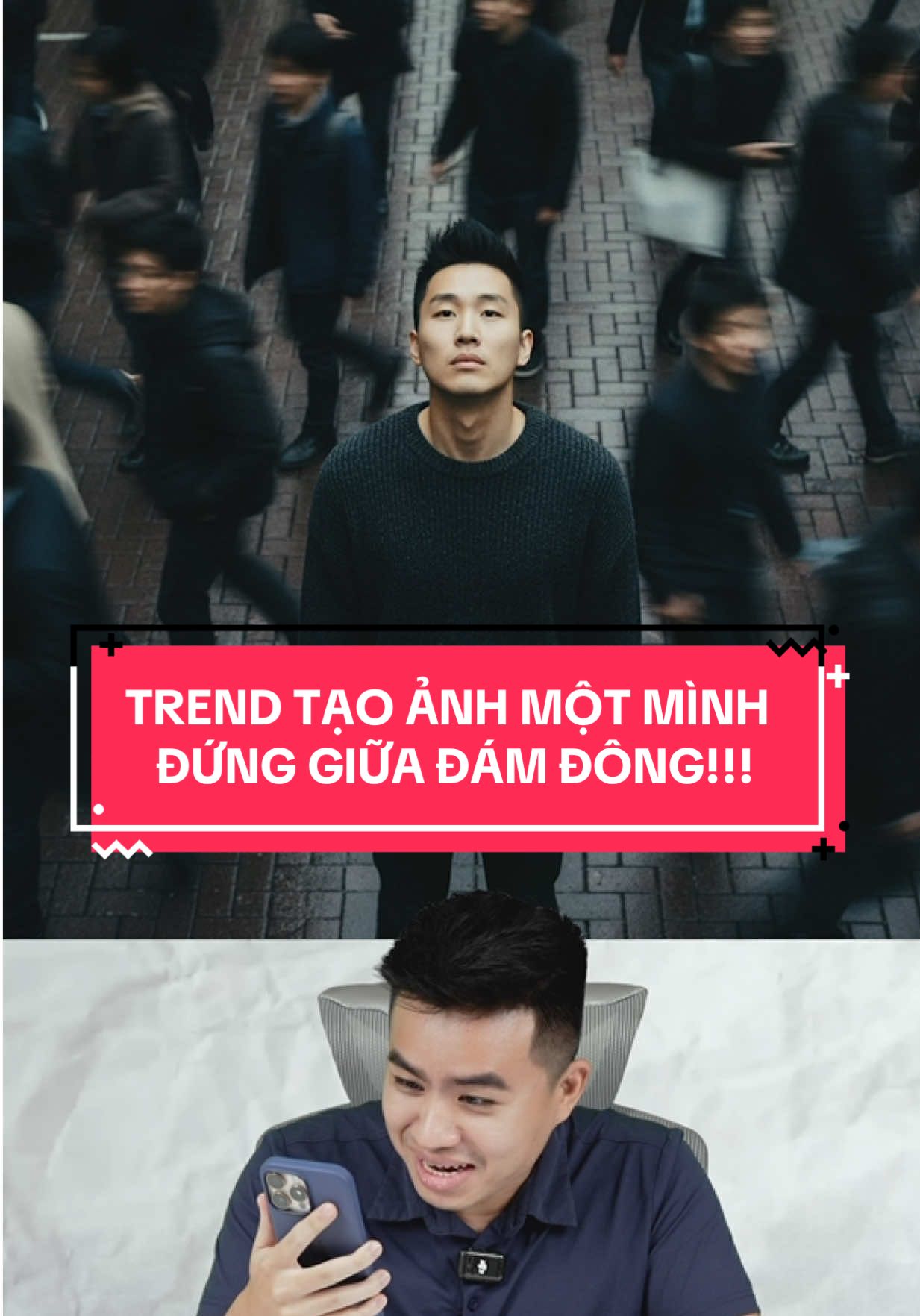 Trend tạo ảnh một mình đứng giữa đám đông #adminkha #gemini 