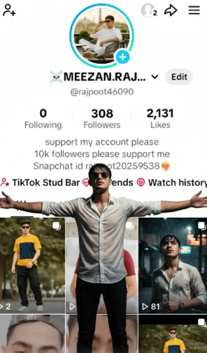 #foryouofichallpage۔۔۔۔۔۔ Create a cinematic digital poter for a TikTok account. In the background clearly display the uploaded profile screenshot without binding or blurring any part. 414  The image should remain sharp readable showing every detail that naturally appears in the profile such as stats icons texture badges number tags button and must be fully visible and understand to the viewer. In the foreground place the upload character image standing in a proud victoriespose----with both arms stretched outward (T-pose)#foryoutrendingviralvideo #fypシ゚vital🖤video_tiktok💞💕 #foryoupage🙏🙏🙏🙏❤️❤️❤️foryou💞💞💜 