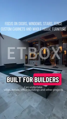 ET BOX collaborates with developers, builders, and designers to bring imagination to life. From doors, windows, and staircases to custom cabinetry, full-house furniture, and interior design — we do it all. Everything is produced in our 4.3 million-square-foot manufacturing base, guaranteeing world-class quality and consistency. With ET BOX, every project stays efficient, seamless, and right on schedule. ET BOX — Built for Builders, Designed for Luxury. #architect#builder#rh#B2B#windows#door#interiordesigner#design#wholesaleprice#hotelfurniture#builderlife#customcabinetry#interiorsolutions#diyhomedecor#restorationhardware#custombuilt #casementdoor#etbox#etboxfactory 