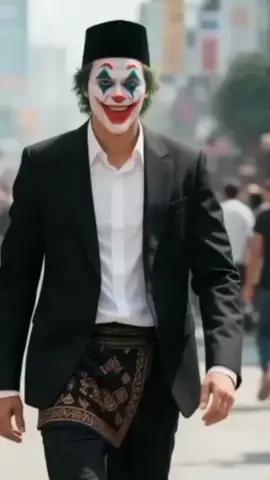 Joker gaya Indonesia style peci senyum dan langkah mantap penuh makna ku padukan dalam pakaian khas jas Indonesia dan batik songket di pinggang nya serasi dengan khas budaya Indonesia #edit #vt #joker #fyp #foryoupage❤️❤️ 