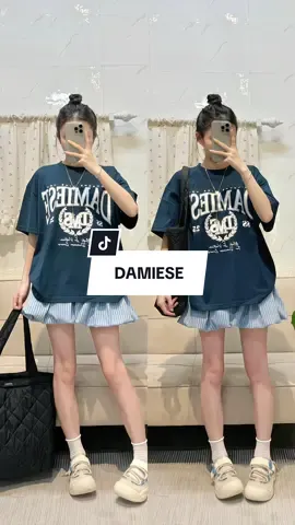Dạo này mê màu xanh than #outfit #áothun #damiese #foryou 