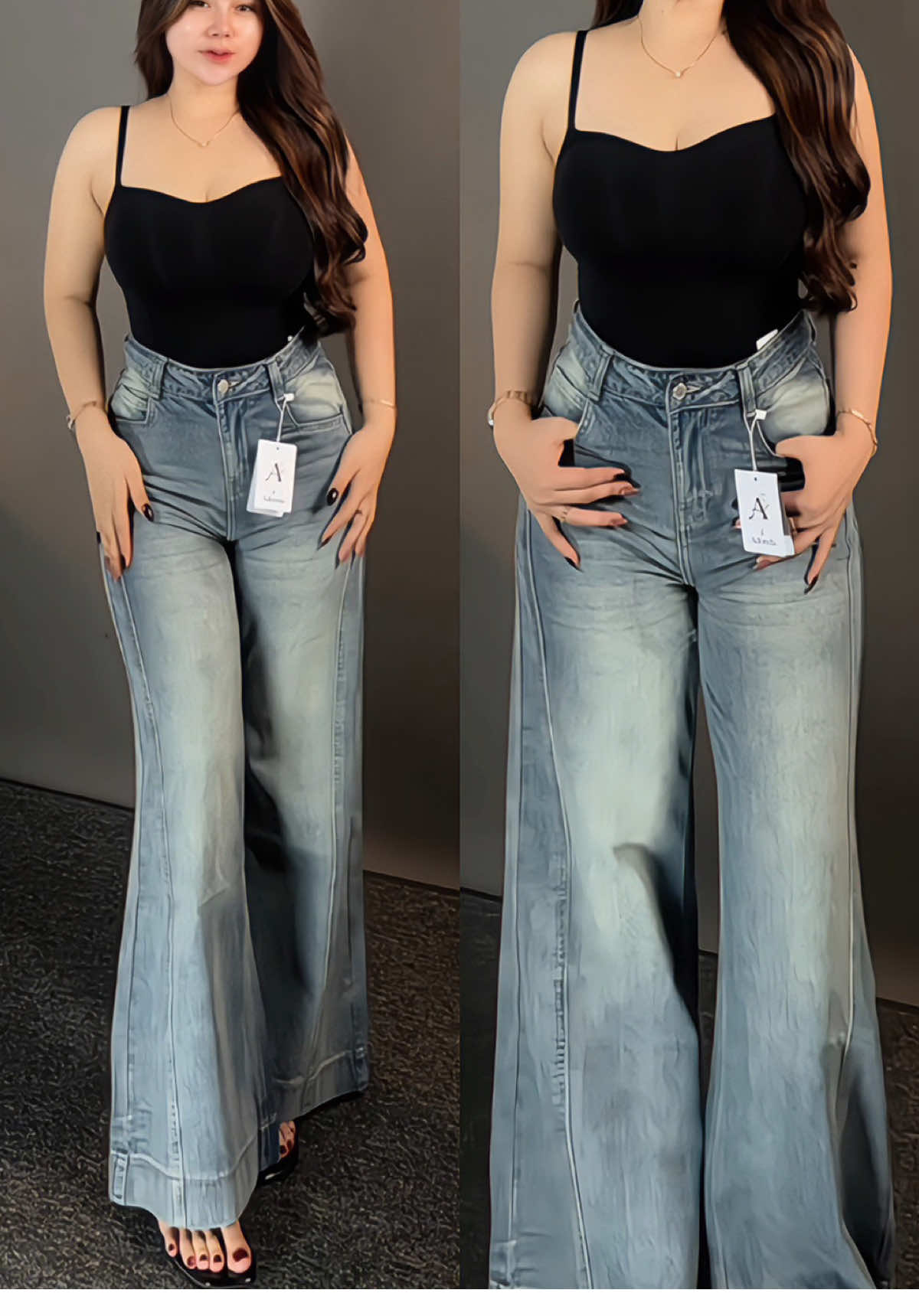 wide leg jeans highwaist🥵 cuco buat yg punya pinggang kecil💋 #widelegjeans #jeanshighwaist 