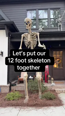 I’m shocked how simple it was to put this 12’ skeleton together from @The Home Depot 💀😍 I do recommend 2 people, just since he’s so tall. But it took under an hour and very easy directions!!  I love him and he completes our Halloween outdoor decor!  #outdoorhalloweendecor #halloweendecor #halloweendecorations #halloweenhome #spookyseason 