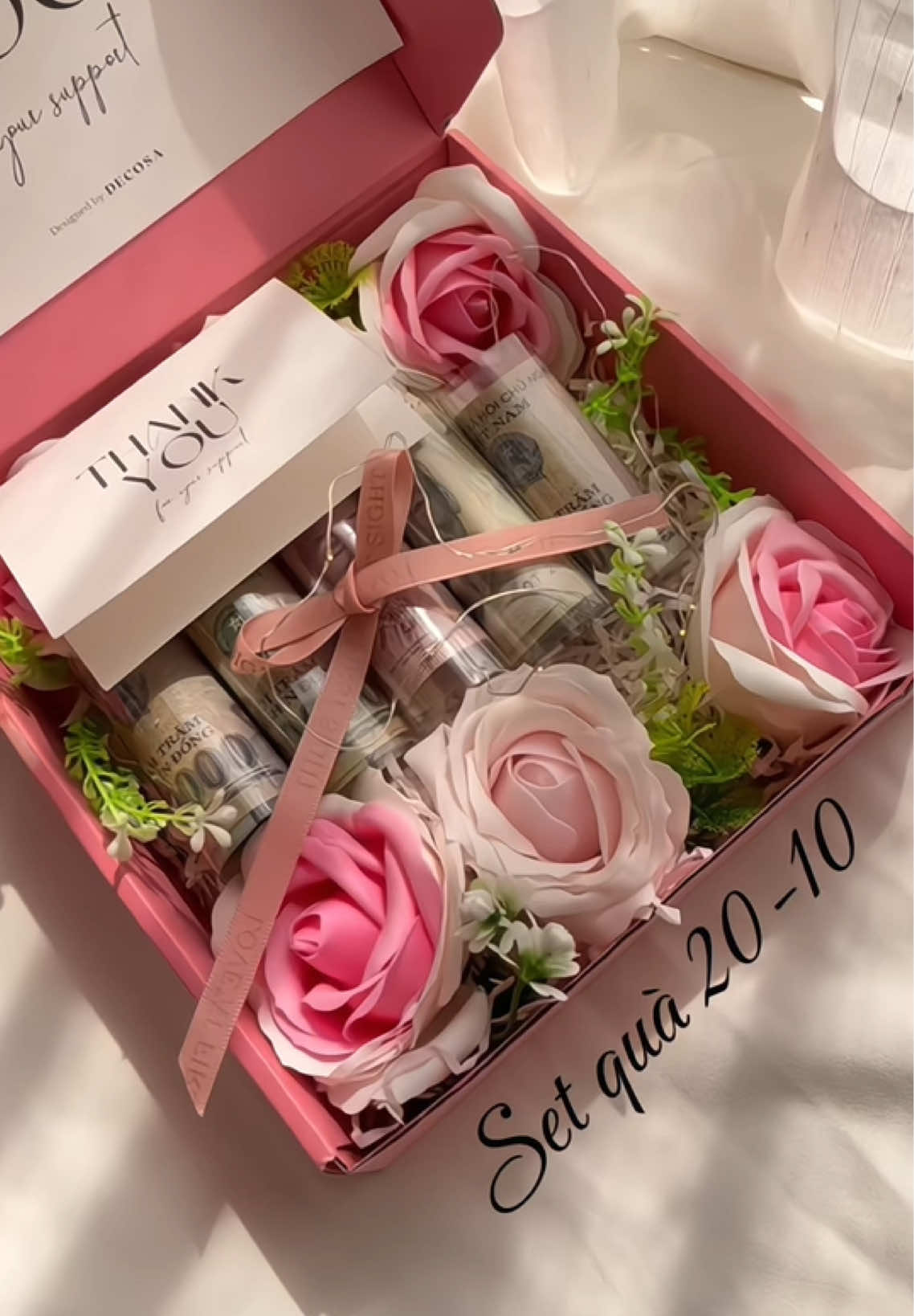 Set quà hoa tặng ống đựng tiền 20/10 #sunnie #happybirds 