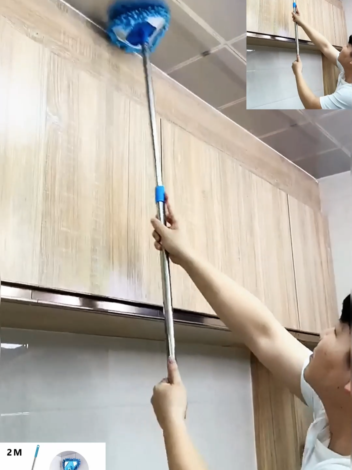 2M Triangle Rotatable Mop with Telescopic Handle #fyp #microfibercloth #cleaninghacks #housecleaning #cleaningtool