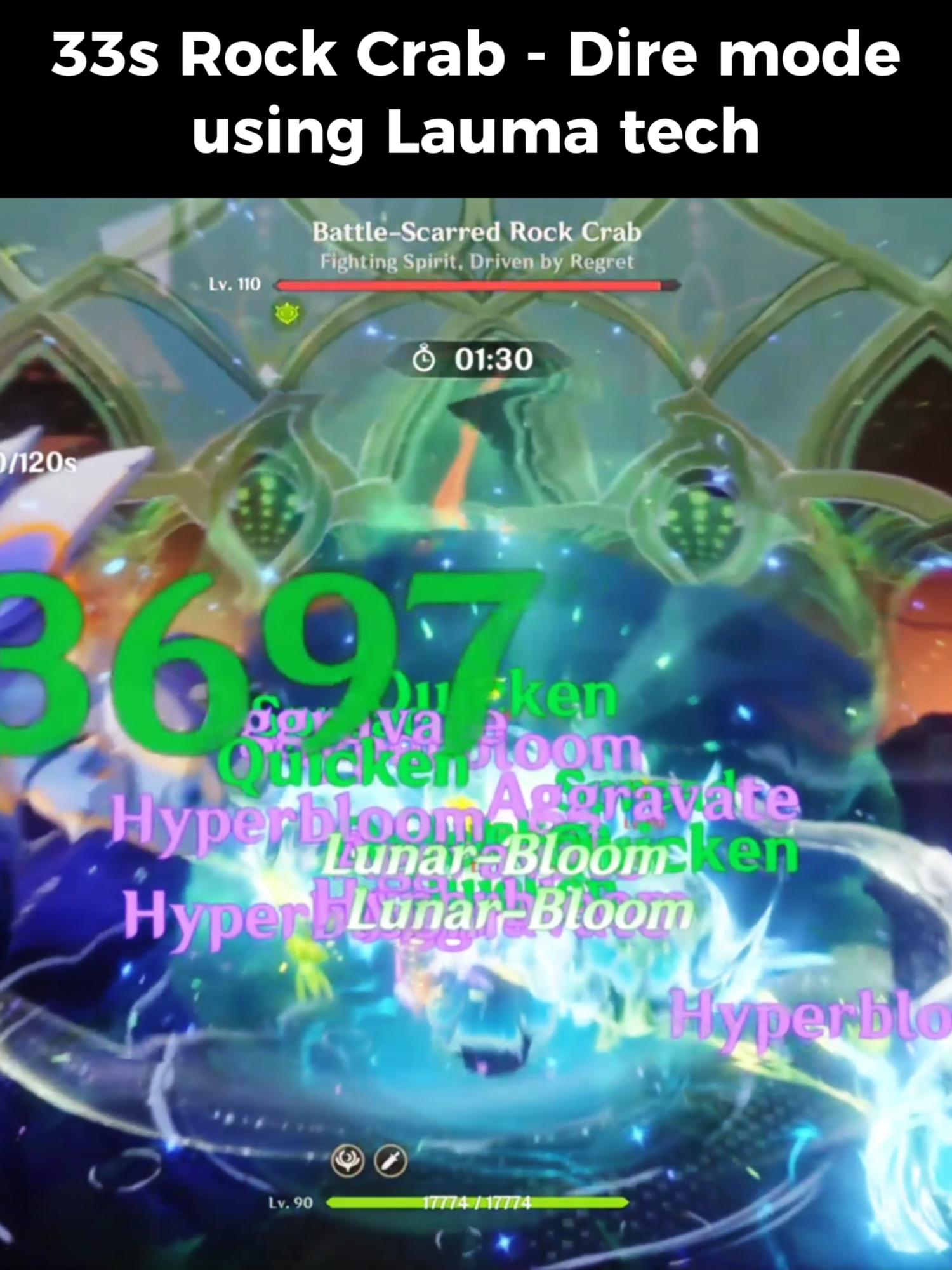 33s Rock Crab - Dire mode using Lauma tech Acc: @aleeeeeem._  Tags: my baby @aricylic  #GenshinImpact #hoyocreators #fyp #lauma