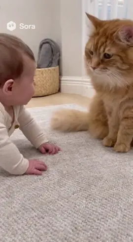 Learning friendship — one “meow” at a time 🐱👶 #Shorts #Cute