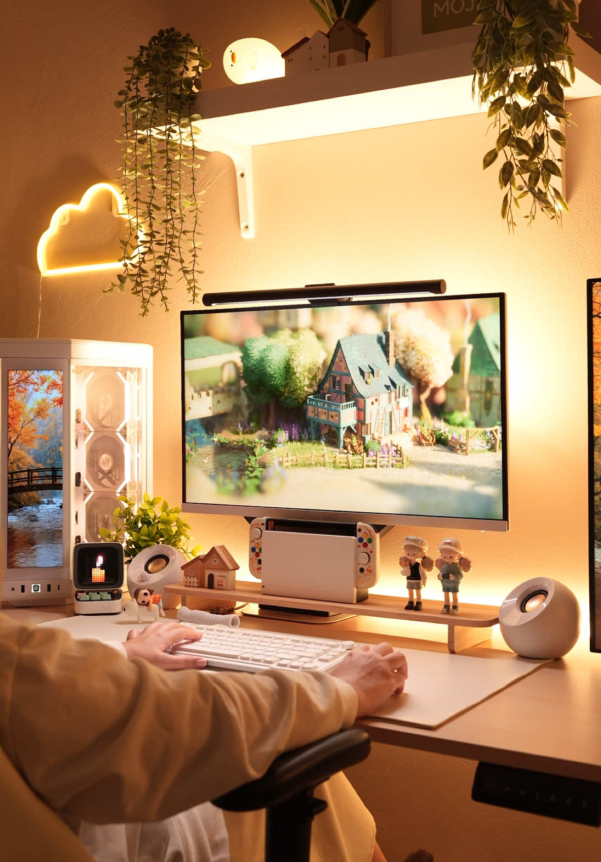 My desk, my keyboard, my little happy place 💕 KZZI I75 V2 making typing feel so nice #cozy #cozygamingsetup #cozygamerasethetic #cozydesk #cozyhome      