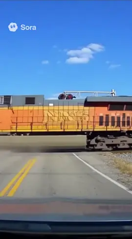 🚚💥 Train hits a truck at a railroad crossing — AI realistic recreation ⚡ Not real footage #SORA2 #AIvideo #traincrash #truckaccident #unrealmoment 