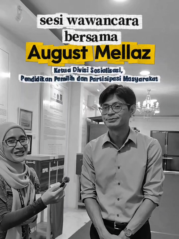 Hai sobat JDIH..! Anggota KPU, August Melaz selaku Ketua Divisi Sosialisasi, Pendidikan Pemilih dan Partisipasi Masyarakat pada hari Jum'at, 10 Oktober 2025 menyampaikan pandangannya tentang Museum Perjalanan Pemilu dalam sesi wawancara bersama Destri Natali, Kasubag Teknis Penyelenggaraan Pemilu dan Hukum, KPU Kota Jakarta Timur saat mengunjungi Museum Perjalanan Pemilu yang saat ini berada di Kantor KPU Kota Jakarta Timur. Simakkkk bareng yuk sesi wawancara beliau. 🤩  #museum #kpu #pemilu #sejarah #viral