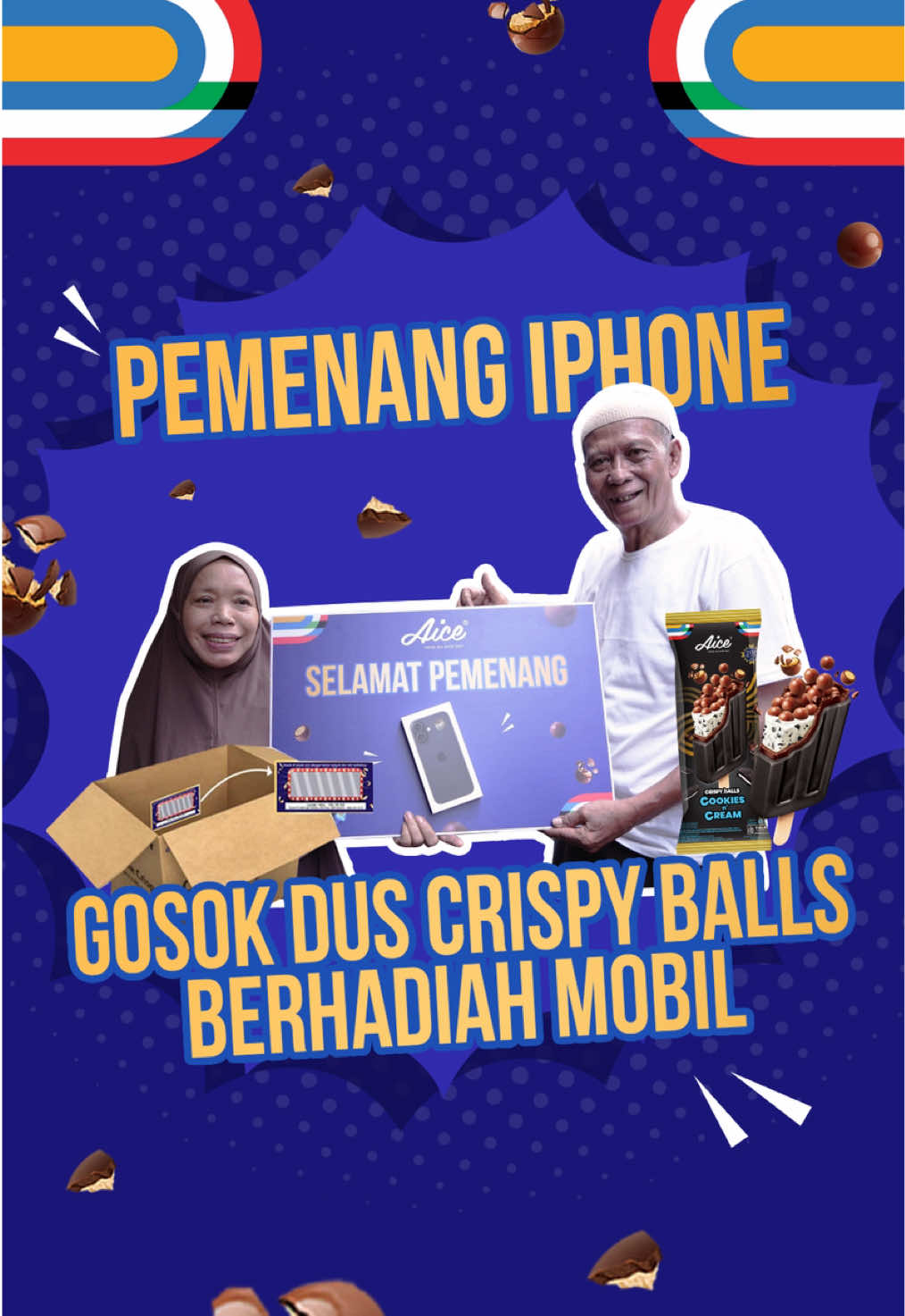 Dari 1 dus bisa dapet rezeki GEDE! 🍦📱 Gosok Dus Berhadiah… eh beneran dapet iPhone! 😭🔥 Hadiahnya masih banyak banget loh Teman Aice! Yuk buruan borong Aice Crispy Balls dan siap-siap jadi pemenang selanjutnya! 🚗📱 #AiceCrispyBallCookiesandCream #CrispyBoombastic #EsKrimAice #Aice #masukberanda  
