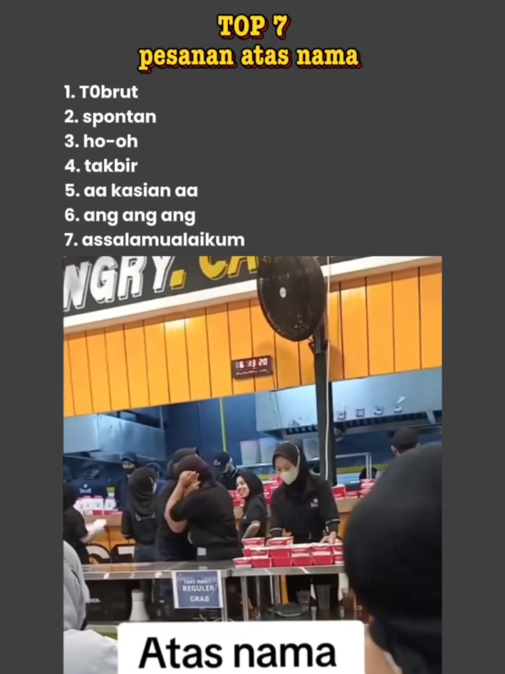 TOP 7 pesanan atas nama 😁  #pesanan #atasnama #pesananatasnama #lucu #sipalinglucu 