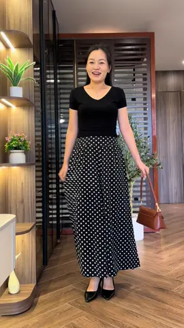 Quần ống rộng dáng váy màu chấm bi ms01 #quanongrong #quandep #quantrungnien #xuhuongtiktok 