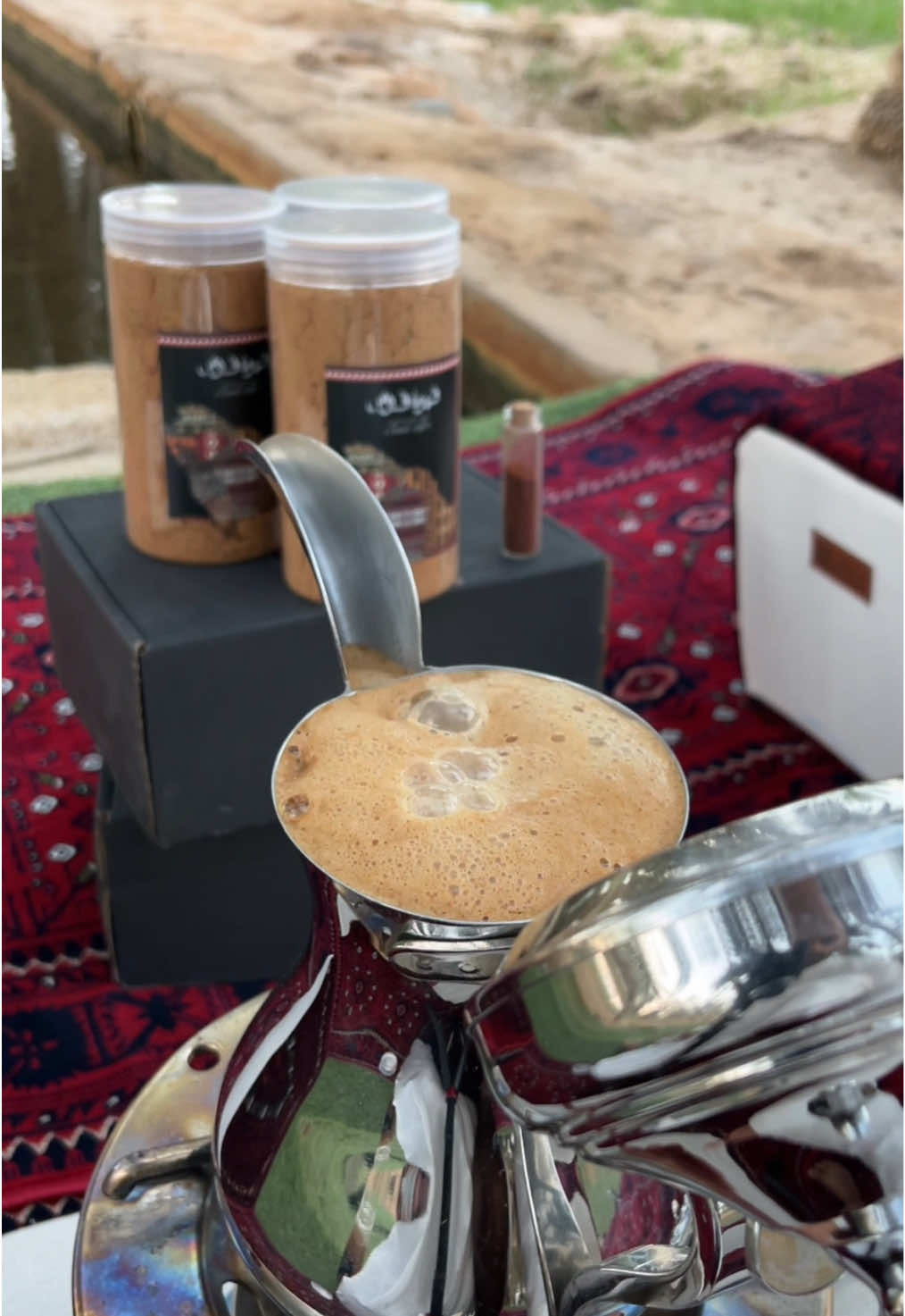 قهوة المغرب من @قهوة قوس ☕️👌🏽.     #your_coffee #مزرعه #اكسبلور #لايك #غروب_الشمس  