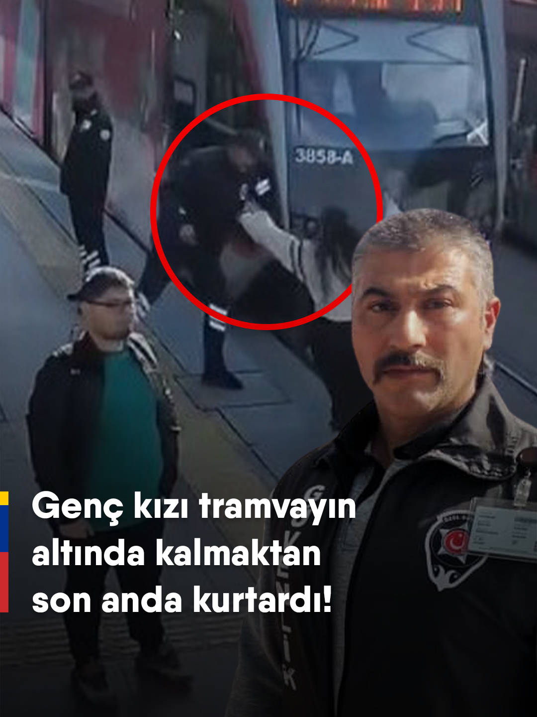 🔴 Kayseri'de güvenlik görevlisi, genç kızı tramvayın altında kalmaktan son anda böyle kurtardı!   📌 Kulaklığı takılı olduğu için çevresini fark edemeyen genç kız, tramvay yoluna doğru hamle yaptı.   📌 Durumu fark eden güvenlik görevlileri genç kızı çekerek tramvayın altında kalmaktan son anda kurtardı.