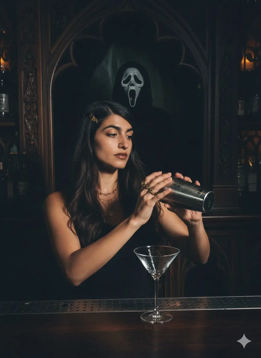 It kinda looks like me. 😂 #ai #ghostface #bartender #horror 