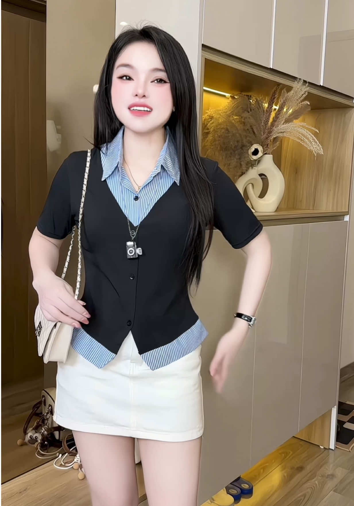 Áo thun phối cổ sơ mi kẻ tay cộc đẹp mê trẻ trung năng động siu hot #aophongnu #aoxinh #aodieu  #aothun #aothunxinh