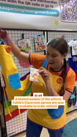 Calling all classroom friends in Canada and the USA!! 🇨🇦 🇺🇸 🚨 A limited amount of the official Caitie’s Classroom apron and Tobee hand puppet are now available for online ordering!!  Order by October 20th to get them in time for Halloween! 👻 They come in three sizes: toddler small, toddler large, and adult! 🤩 It would be so cute to see friends in the apron on Halloween with their Tobee puppets! ❤️ Visit PlopmBaby.com and look for Super Simple under the featured section to order! 🎉 For our international friends, we’re working on getting them available to everyone - stay tuned! 