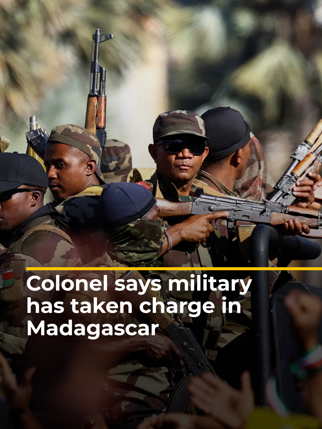 A colonel from an elite army unit in Madagascar says the military has taken control of the country, after politicians in the national assembly voted to impeach President Andry Rajoelina who fled into hiding after weeks of protests. #news #breakingnews #Madagascar