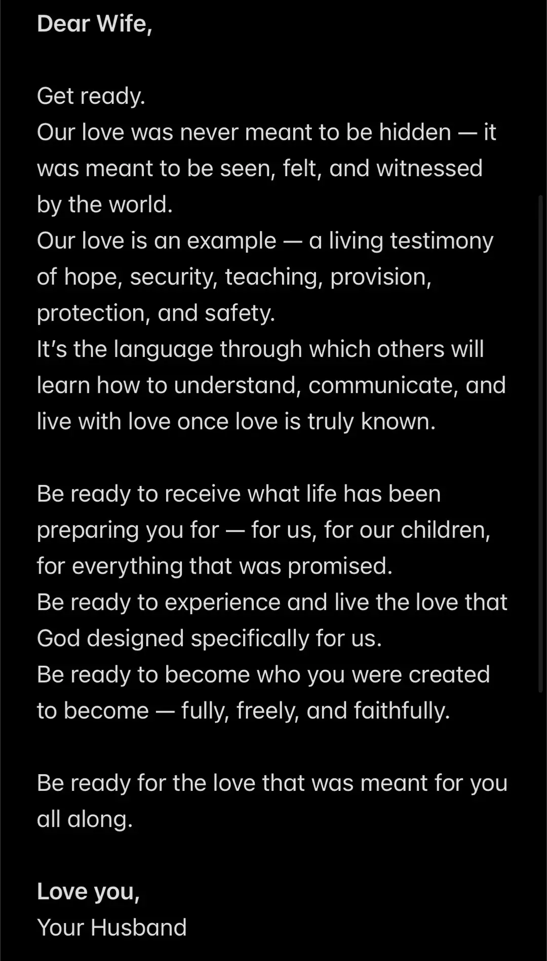 Dear Wife…Get ready