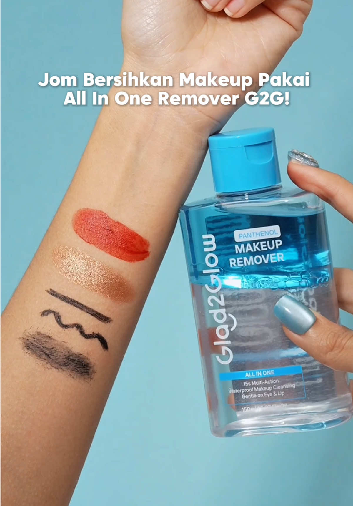 Hello Glowtizen!✨ Nak tahu cara bersihkan makeup pakai G2G Blue All In One Makeup Remover? Tengok video ni sampai habis tau! 😆💙   Don’t forget to grab yours now!💧 #Glad2Glow #glad2glowmalaysia #newlaunch #fyp #skincareviral 