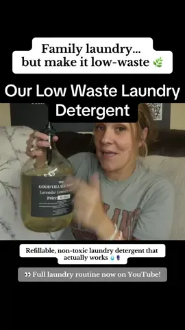 Just a peek at our liquid laundry detergent in action 💧 Full low-waste laundry routine now on YouTube 🌿 #lowwasteliving #nontoxichome #ecofriendlylaundry #sustainableliving #thegoodvillage