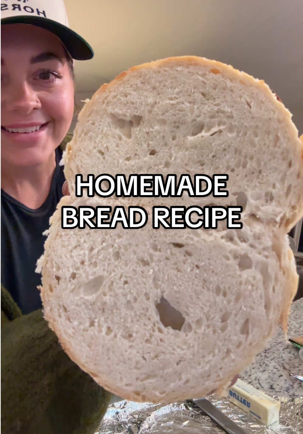 WE MADE THE HOMEMADE BREAD 🤌🏼 i would def let it rise 12-15 hours for suree!  @Lehandra Staude thanks for the recipe!!  31/4 C Flour 2 teaspoons of salt 1/2 teaspoon active dry yeast 1 1/2 C  warm water INSTRUCTIONS Mix dry ingredients well, add water. Mix as best as you can. Flakey is fine. Cover and let sit 12-18 hours. Preheat oven WITH Dutch oven inside at 450. Put dough in Dutch oven and cook COVERED for 30 mins- remove lid, cook another 20. Let sit for about an hour  #homemadebread #breadrecipe 