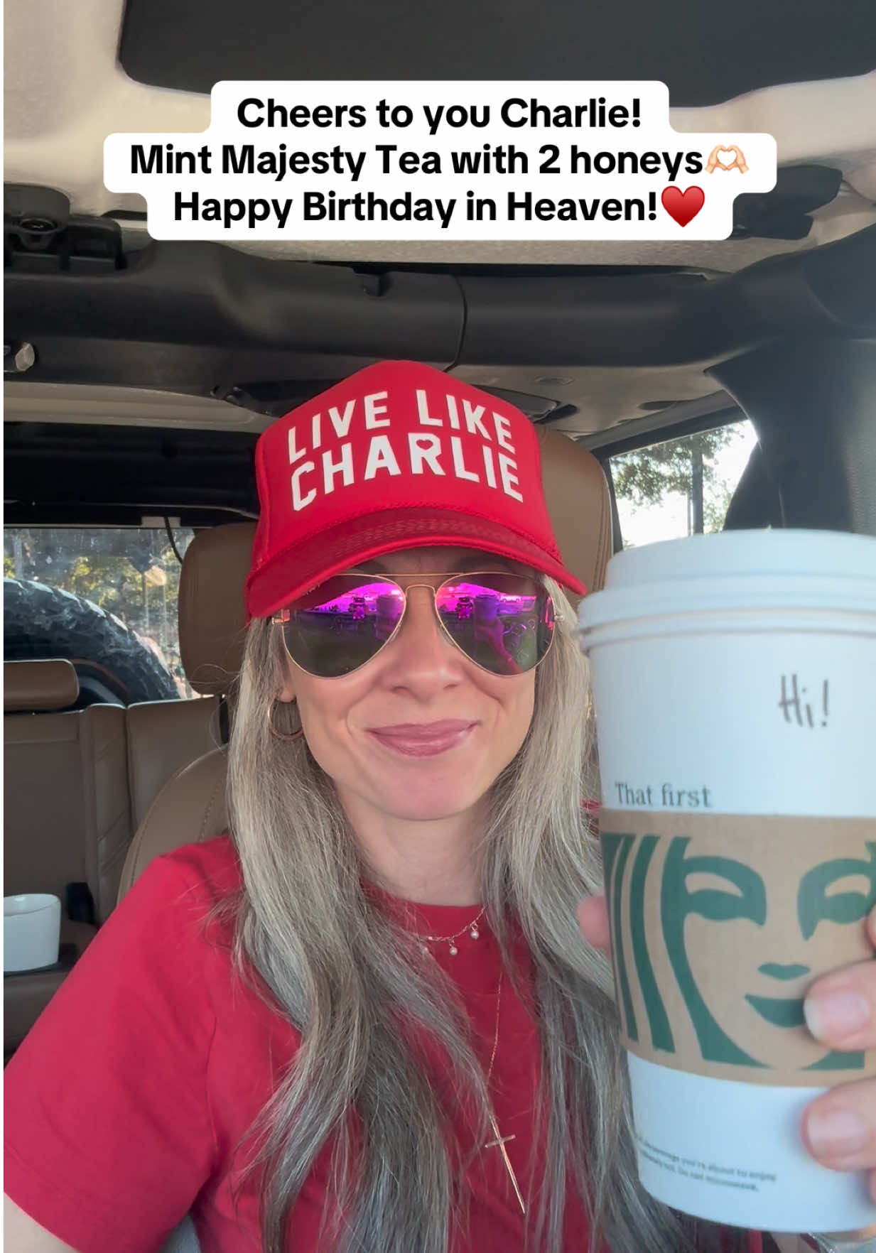 Cheers to you Charlie! Mint Majesty tea with 2 honeys! 🫶🏻 Happy Birthday in heaven! ♥️ #charliekirk #iamcharliekirk #tpusa #livelikecharlie #conservativewomen 