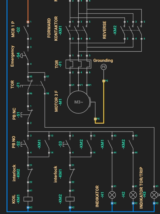 RANGKAIAN FORWARD REVERSE (maju mundur)⚡#simurelay #electricalengineering #engineering 