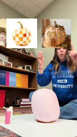 I’m always just a little too competitive, I’m not sure which one to do, HELP #pumpkinpainting #needadvice #halloween #pumpkin #pink 