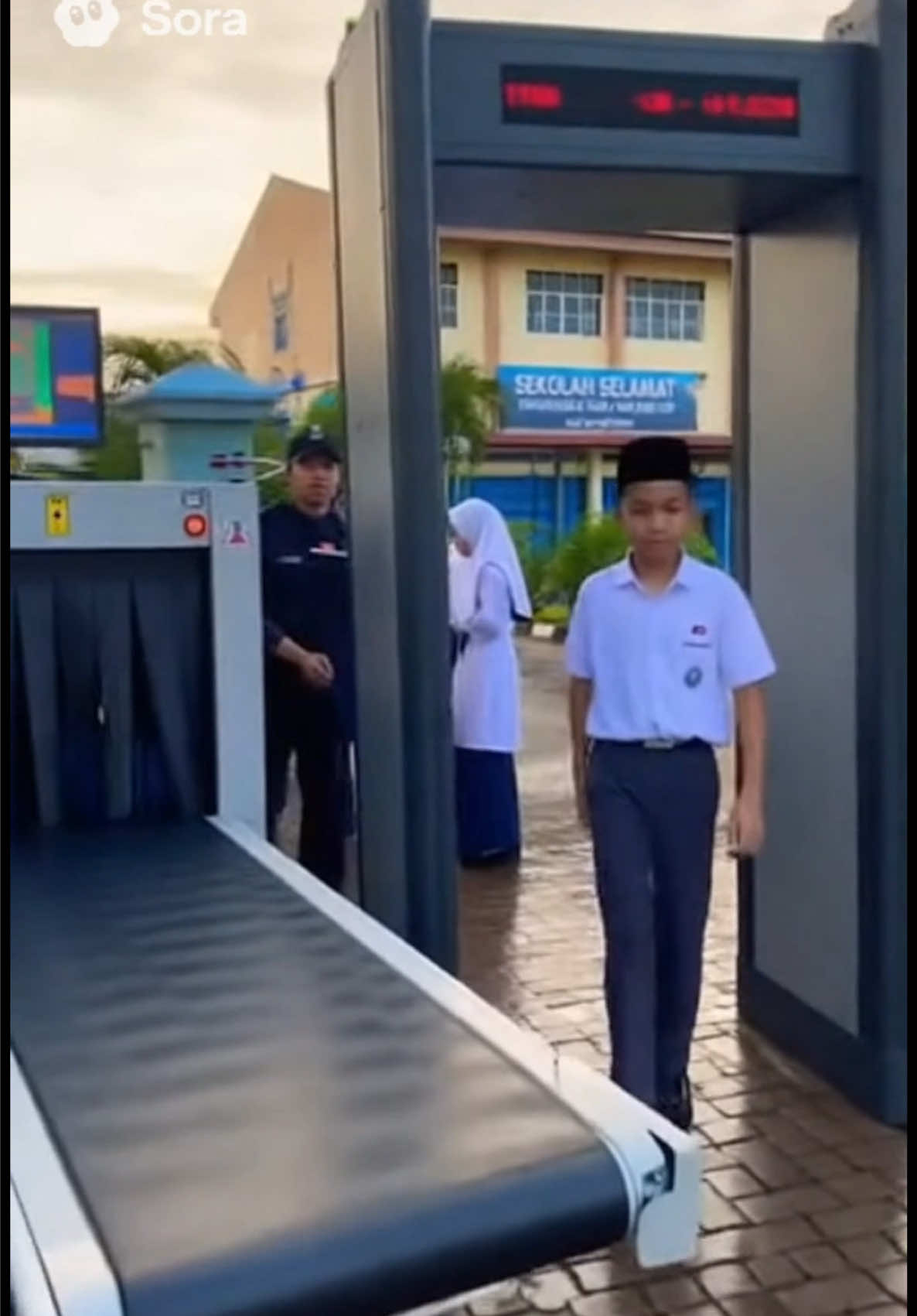 Mungkin sekolah perlu ada metal detector dan bag scanner macam ni #sekolah 