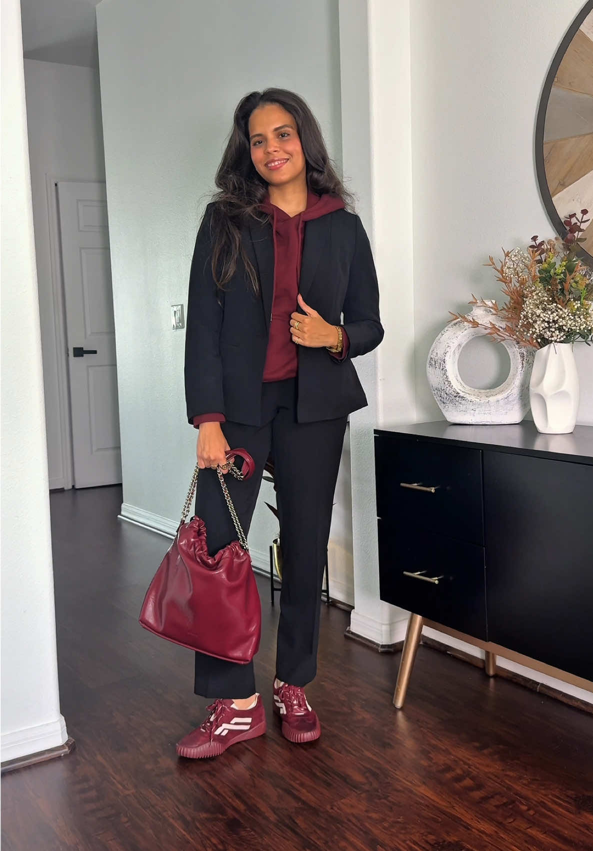 Who said a black suit is just for the office? 🖤☕️📞 Styled my  #Kasper Collection Set four ways, from meetings to martinis.🍸💻💼 Because versatility never goes out of style.  #KasperClothing #FallStyle #SuitUp #BlackSuit  