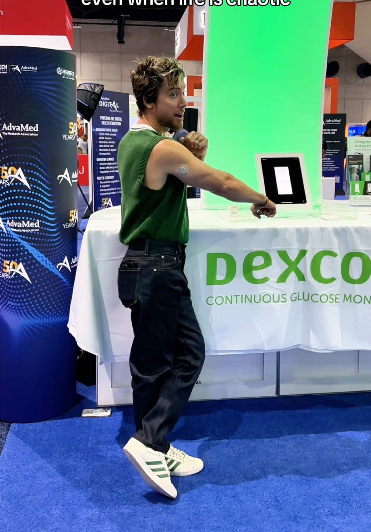 What’s this on arm? Funny you ask, it’s my Dexcom G7. 💪💚 #sponsored  Had an incredible day at Advamed chatting with @Dexcom US’s incoming CEO, Jake Leach, about what it means to be a Dexcom Warrior and how Dexcom G7 helps keep my glucose levels in check.   Proud to advocate for this amazing tech that empowers me to live freely and fully.   #Dexcom #DexcomWarrior #DexcomG7 #DiabetesManagement 