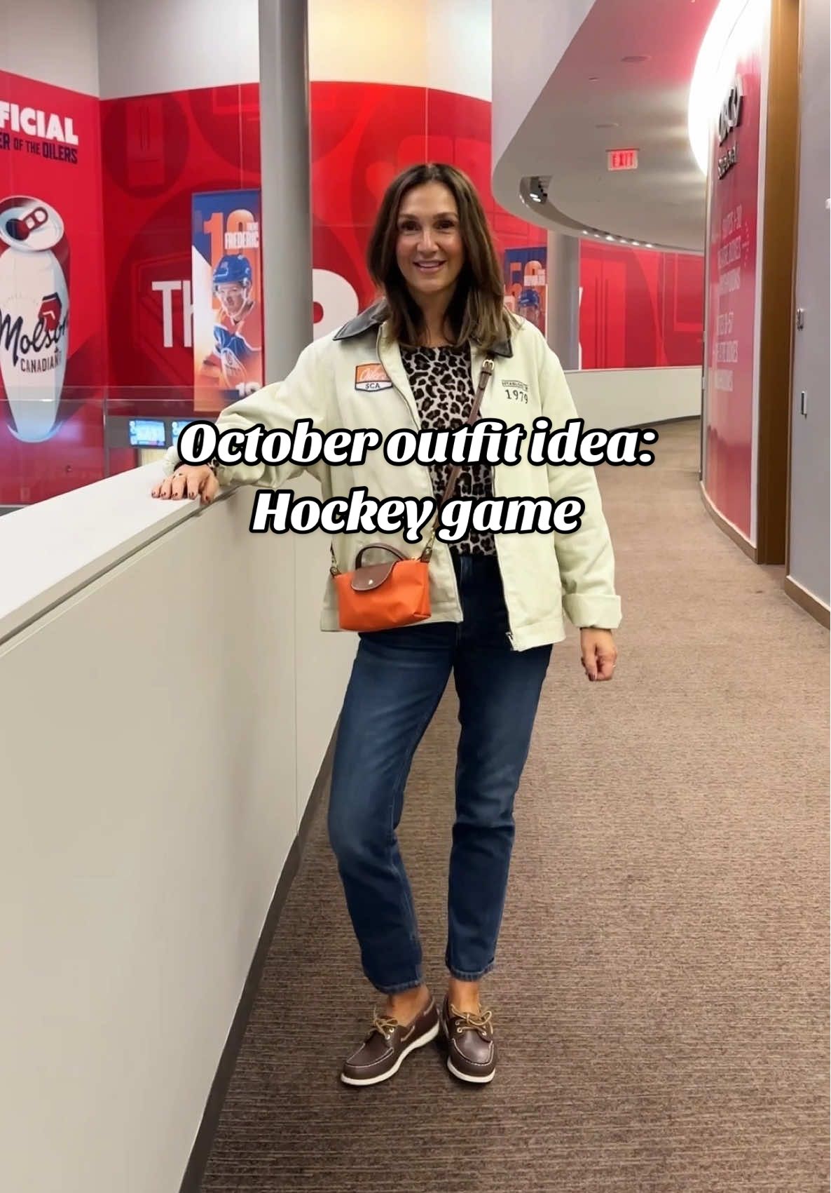 October outfit idea for a hockey game! Debated various tops and shoes but fresh waffles in a suite was an easy decision and the only way I want to watch games now lol Most of the outfit is linked on my LTK, exact jacket is @SCA  October outfit idea, October outfit, fall outfit, hockey game outfit