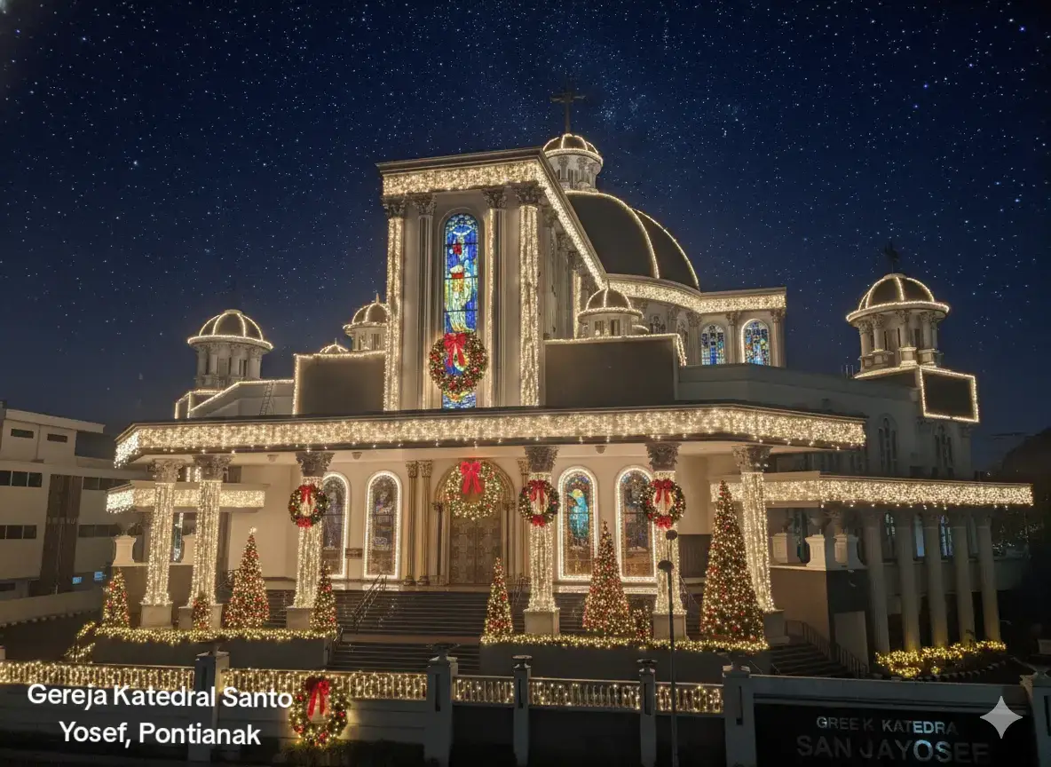 Arsitektur Mewah di Jantung Borneo! ✨ Tak hanya hutan, Kalimantan punya Gereja  yang arsitekturnya bikin kagum. Perpaduan Eropa klasik dan sentuhan Dayak sungguh memukau! Mana yang pernah kamu kunjungi? 👇 #GerejaKalimantan #Arsitektur #WisataReligi #Katedral #Borneo