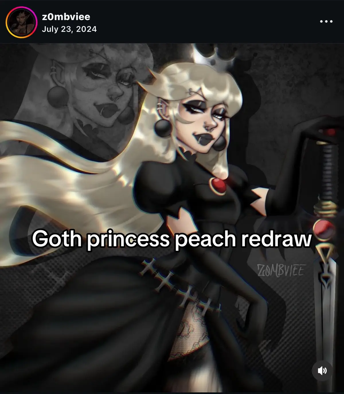 Redraw of goth peach from last year 👅  #fyp #art #arttok #foryoupage #princesspeach 