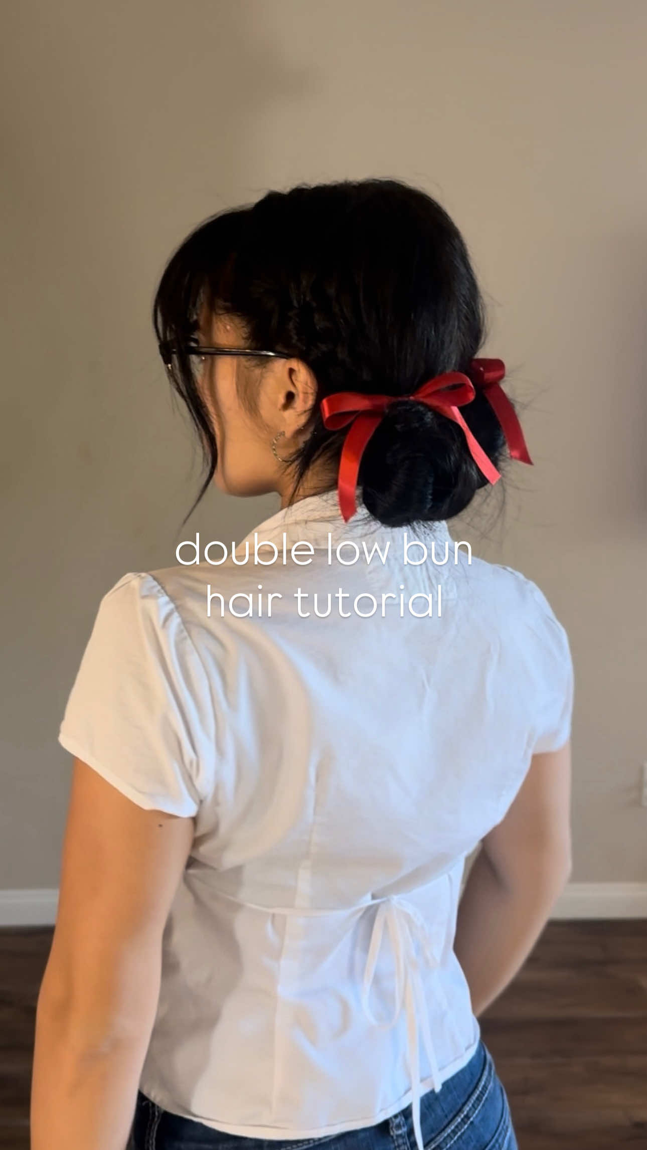 Double low bun hair tutorial #liaalifts #bowgirl #hairtutorial #bunhairstyles #bangsongirls 