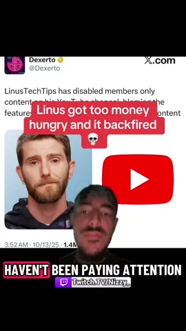 LinusTechTips admitted his paywalled content was turning viewers away — says being too money focused actually hurt his channel 👀 #linustechtips #viral #youtube #fyp #greenscreen 