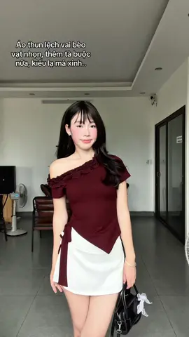 Áo thun lệch vai vạt nhọn 😙🎀 #review #fyp #viral #aothun #aokieu 