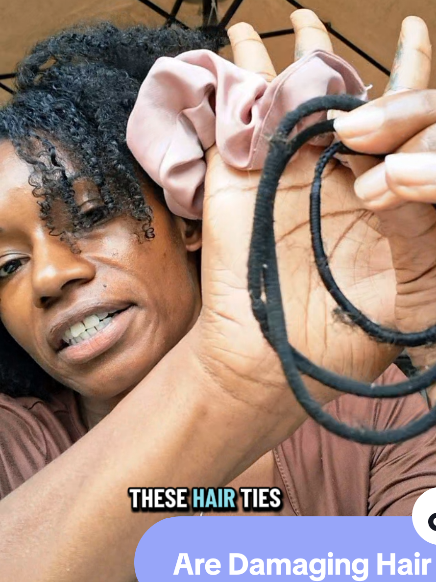 You're hair is growing so stop snagging it out!  #scrunchies #silkscrunchies #naturalhaircare #curlyhaircare #naturalhairstyles 