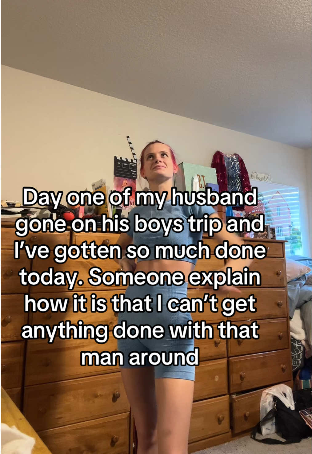 Bedding washed bathroom cleaned shower scrubbed things organized what is happening?! #boystrip #wife #wifey #cleaning #busywoman 