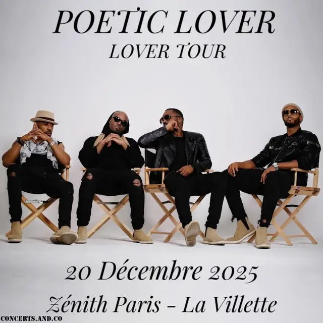 Après des années à faire vibrer nos cœurs, @Poetic Lover , le groupe emblématique du R&B français, revient sur scène pour une soirée exceptionnelle ! 💫 🎶 Vibrez sur leurs classiques : « Prenons notre temps », « Qu’il en soit ainsi », « Faut qu’on s’évade »… 💥 Des invités incroyables : • JOE, icône internationale du R&B 🎤 • MONTELLJORDAN, auteur de « This Is How We Do It » 🕺 • DJ CUT KILLER, maître du mix français 🎧  📅 20 décembre 2025  📍 @Zénith Paris - La Villette  🎟 Billetterie disponible sur leurs site www.poeticlover.fr  🔥 Une soirée pleine de musique, de vibes R&B et d’émotions. Nostalgie et énergie garanties ! 🎶💃🕺 #poeticlover #zenithparis #rnb #concertsandco #paris 