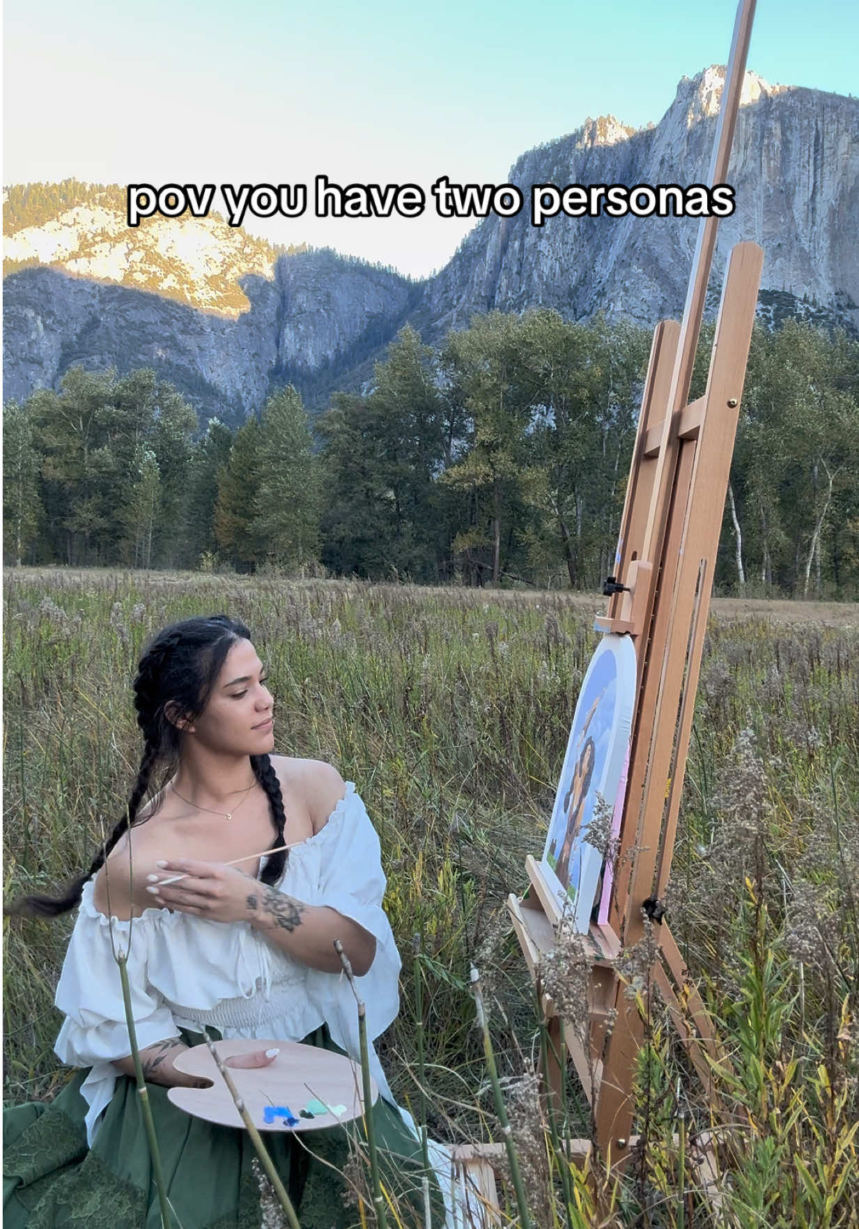 The duality of a woman 🤘🏽🧚🏽           #sleeptoken #yosemite #eveninarcadia #nature #fyp                  credit to @✨🦇 • Ashley • 🦇✨ for popping up on my feed with this idea!