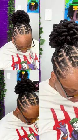 Cute updo pedal bun drawstring 💕 #houstonloctician #houstonlocstylist #houstonbarbershop #houstonlocs #houstonbarber 